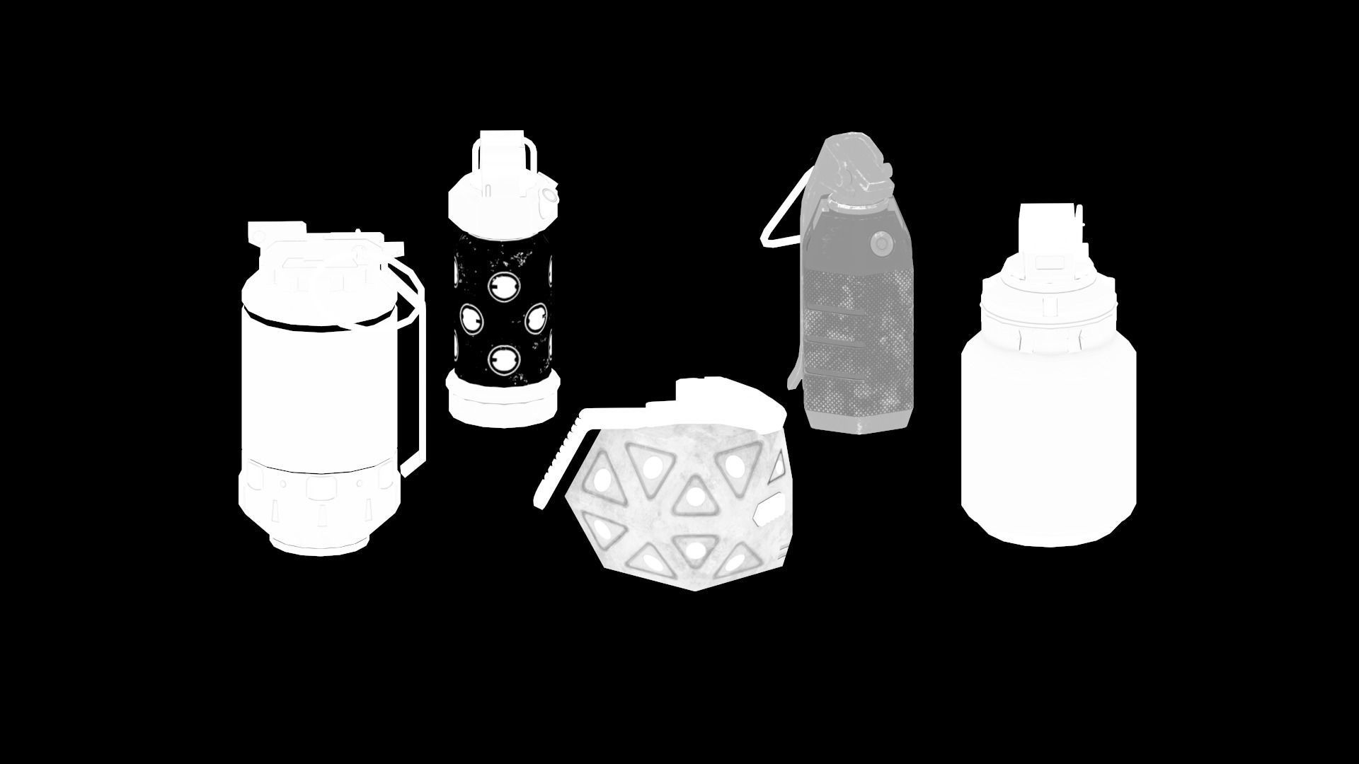 Game Ready Pack Of Sci Fi Cyberpunk Hand Grenades AR VR Low-poly 3D model_15