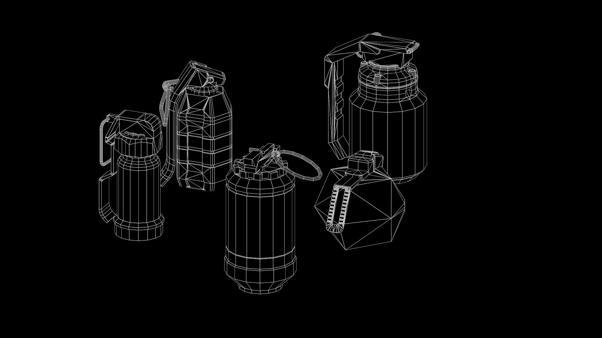 Game Ready Pack Of Sci Fi Cyberpunk Hand Grenades AR VR Low-poly 3D model_34