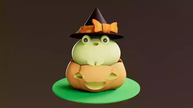 Kawaii Halloween Pumpkin Frog
