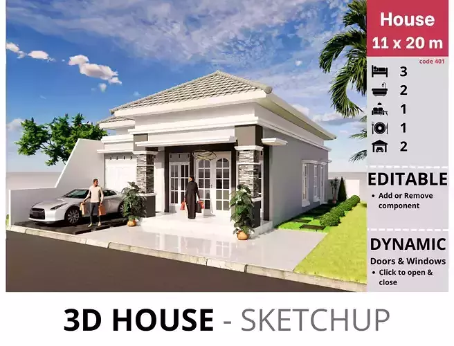House 11x20m code 401 - Sketchup