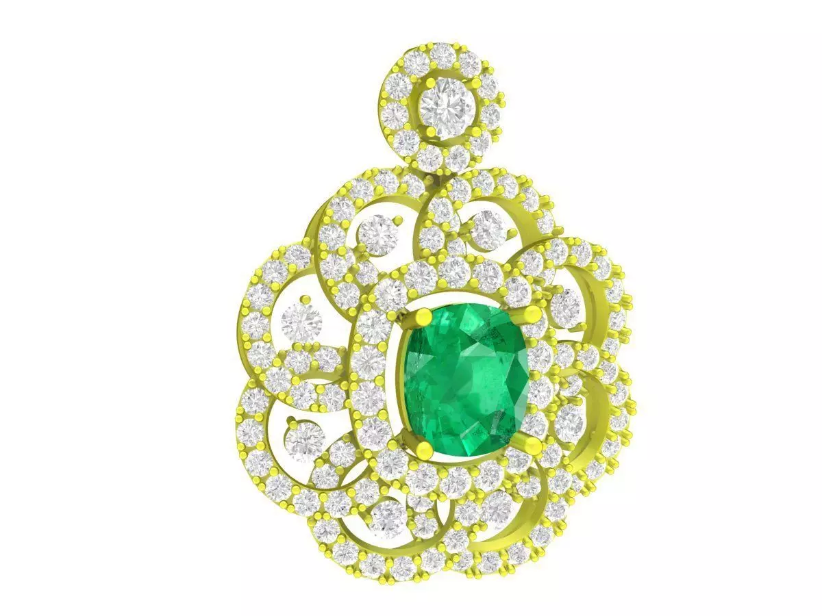 Luxury Halo Emerald Pendant 5823 3D print model