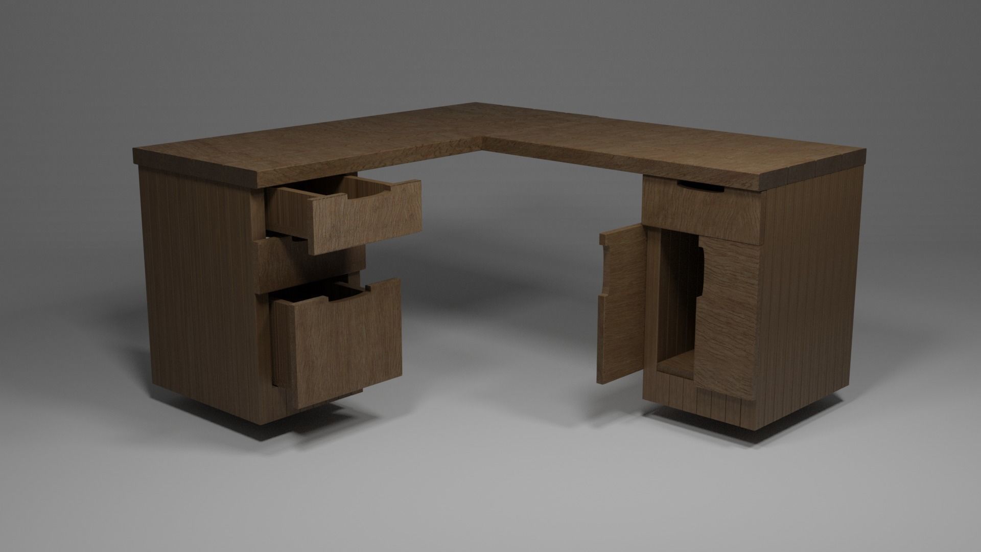 L Shaped Desk Low-poly 3D model_1