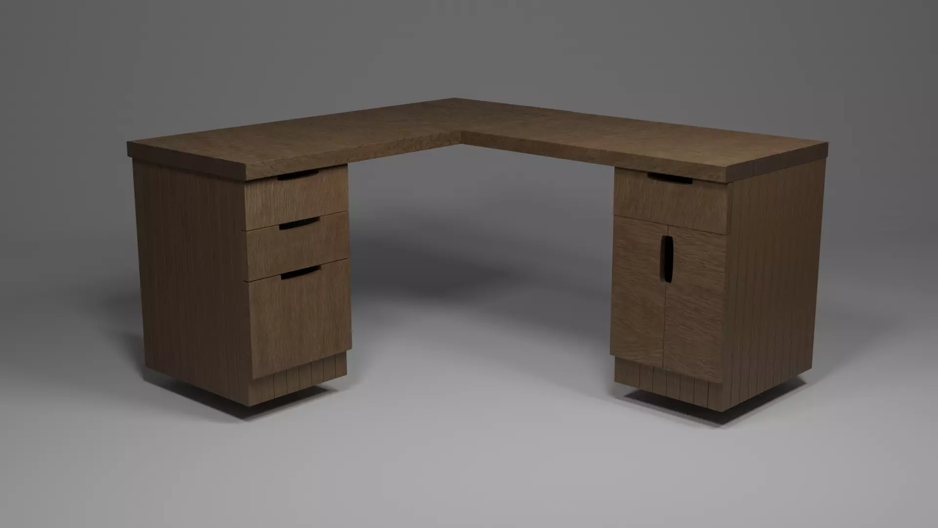 L Shaped Desk Low-poly 3D model_0