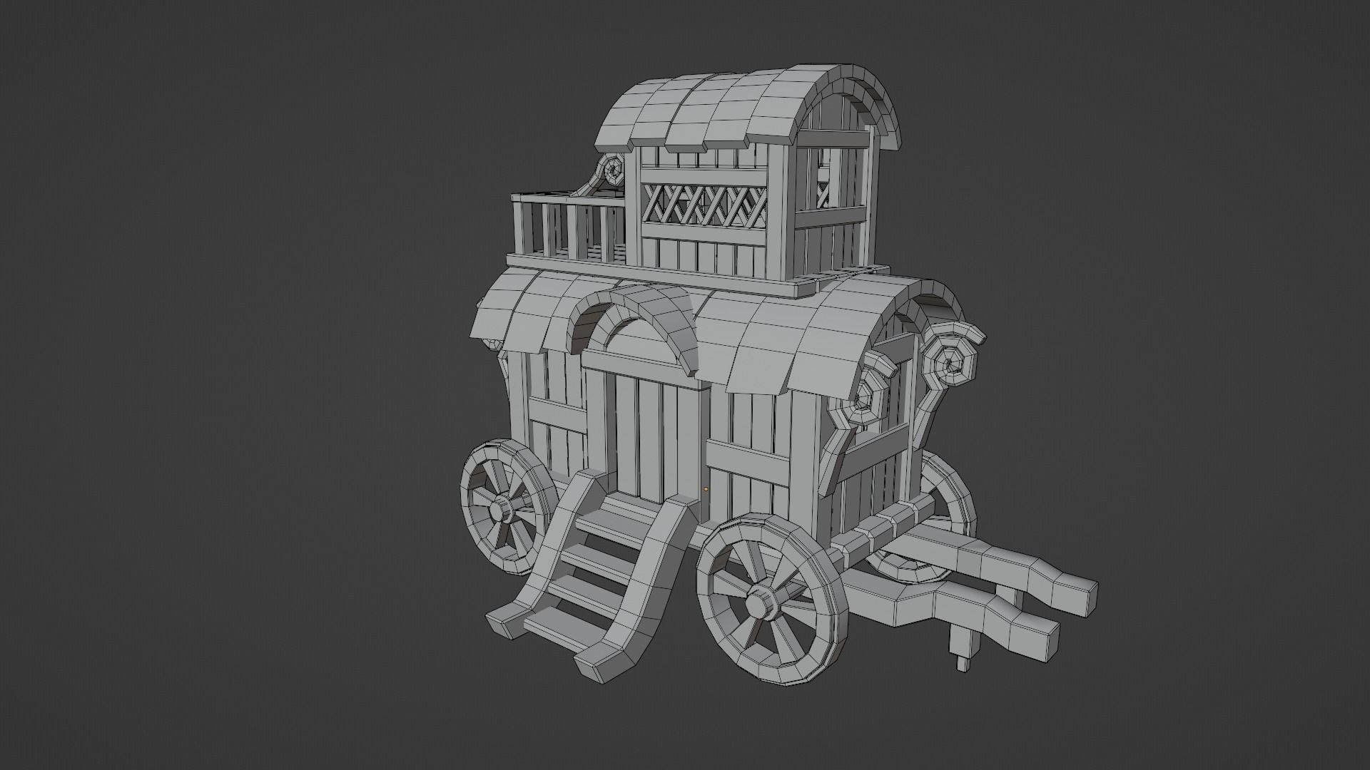 Low poly Wagon Low-poly 3D model_9