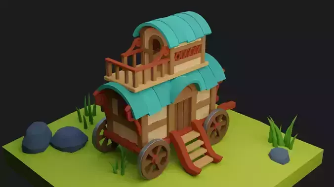 Low poly Wagon