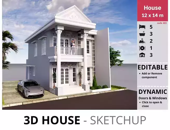 House 12x14m code 403- Sketchup