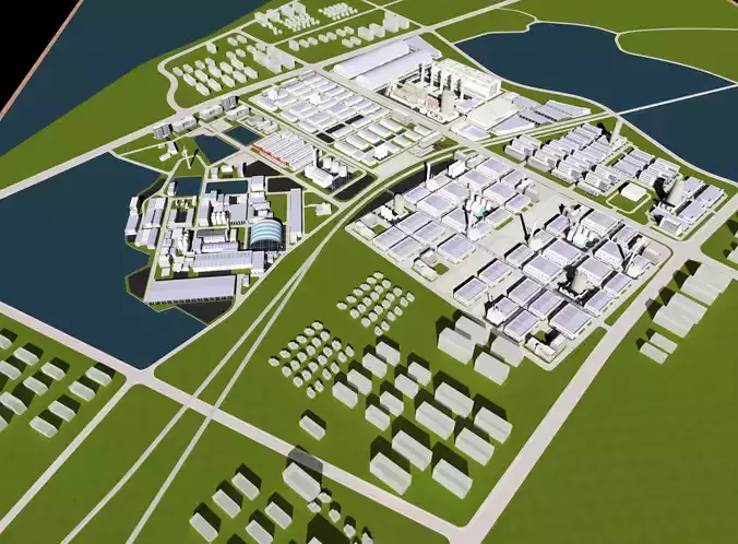 of Park Industrial View Birds-eye 3D model