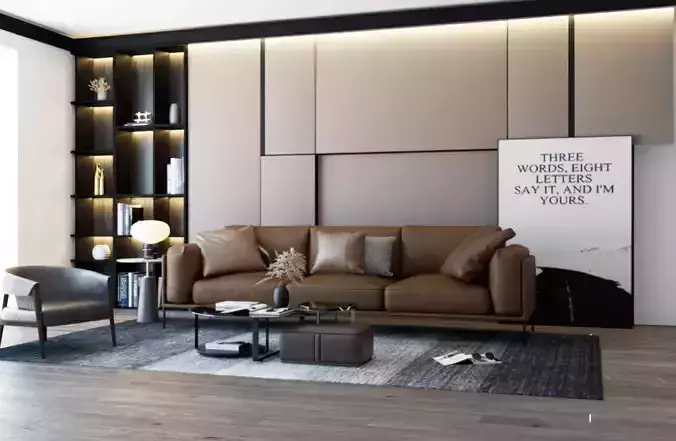 combination leather Modern sofa