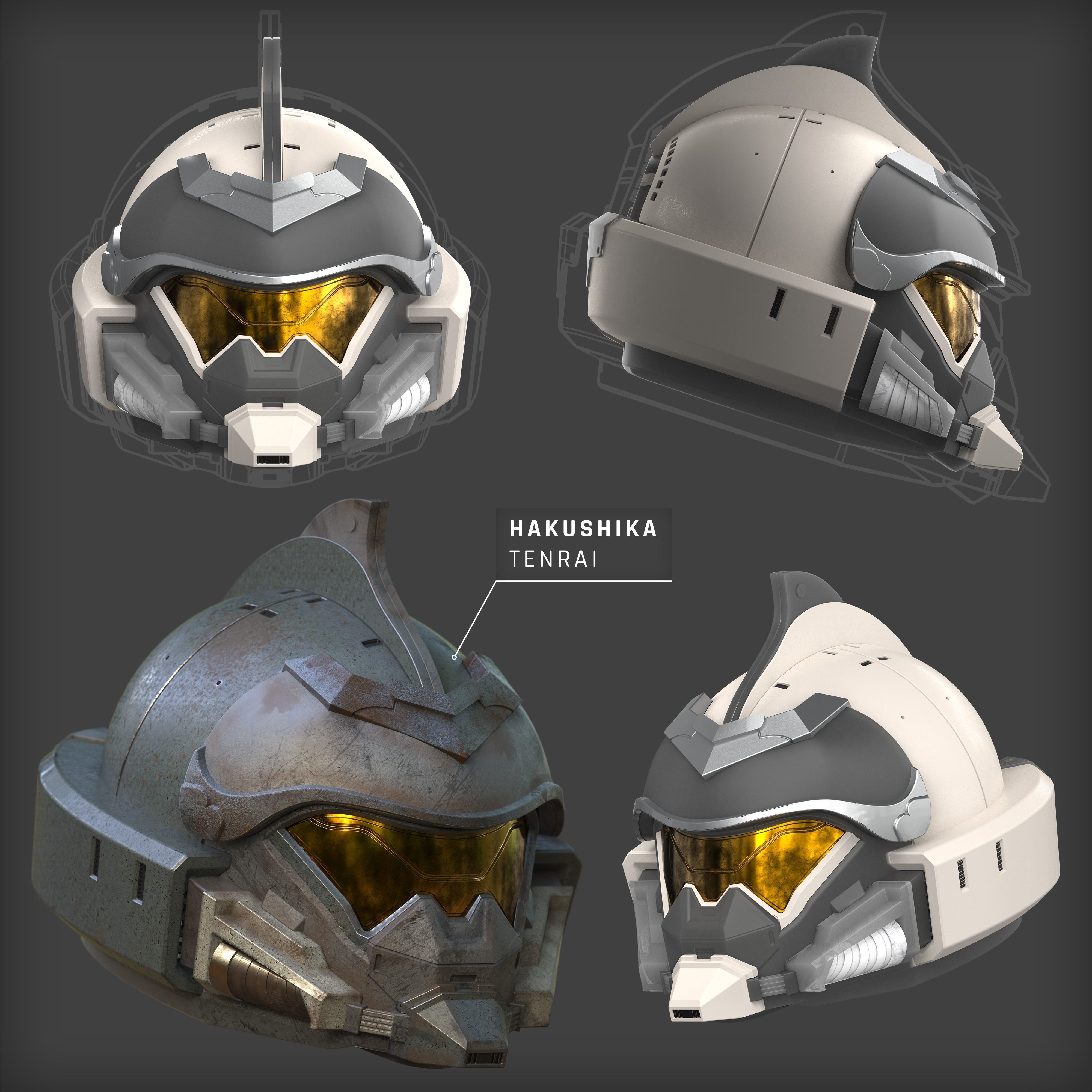 Tenrai Hakushika Cosplay Helmet and Attachment 3D print model_1