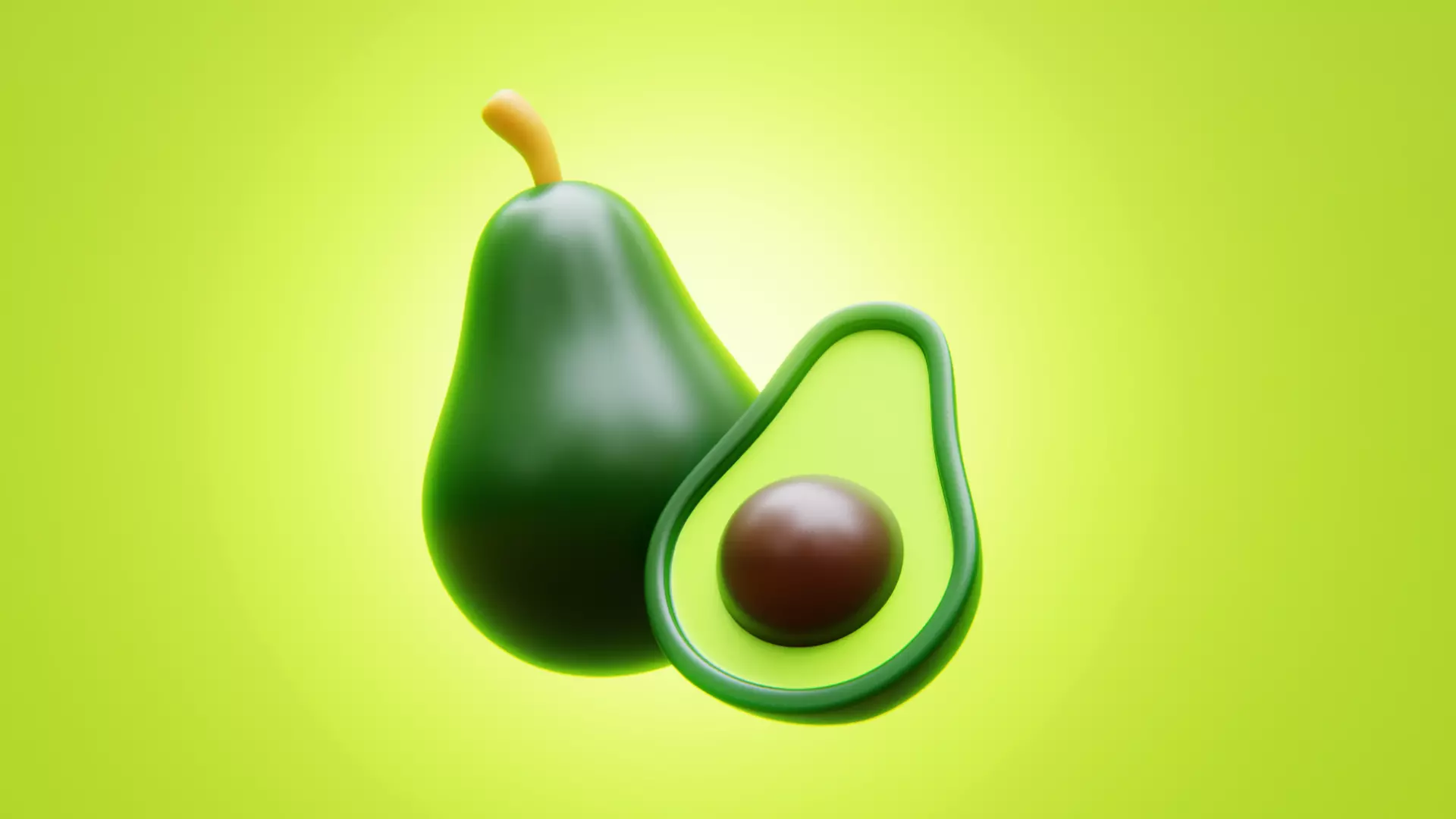Cartoon Avocado and Slice - Low-Poly Stylized Game Asset Pack Low-poly 3D model