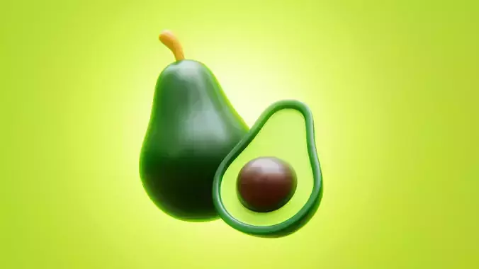 Cartoon Avocado and Slice - Low-Poly Stylized Game Asset Pack