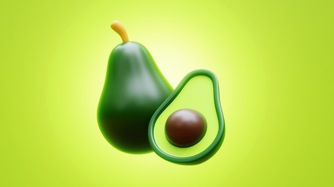 Stylized Low Poly Avocado 3D Model Low-poly 3D model