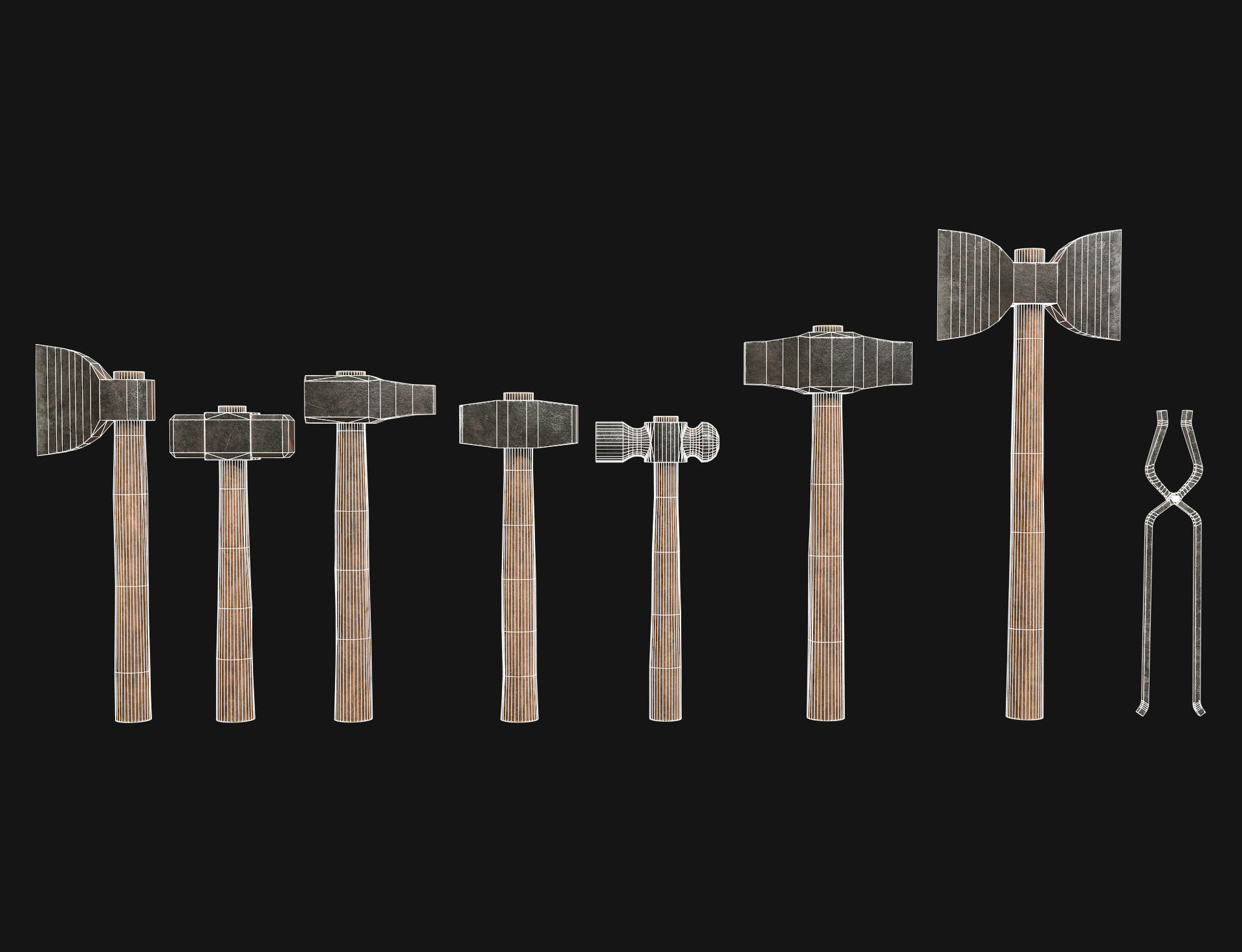Ironwork Tools Low-poly 3D model_5