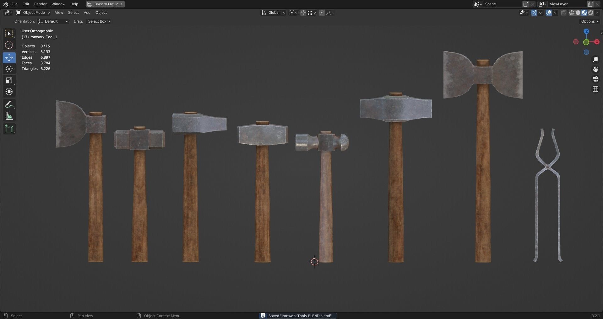 Ironwork Tools Low-poly 3D model_15