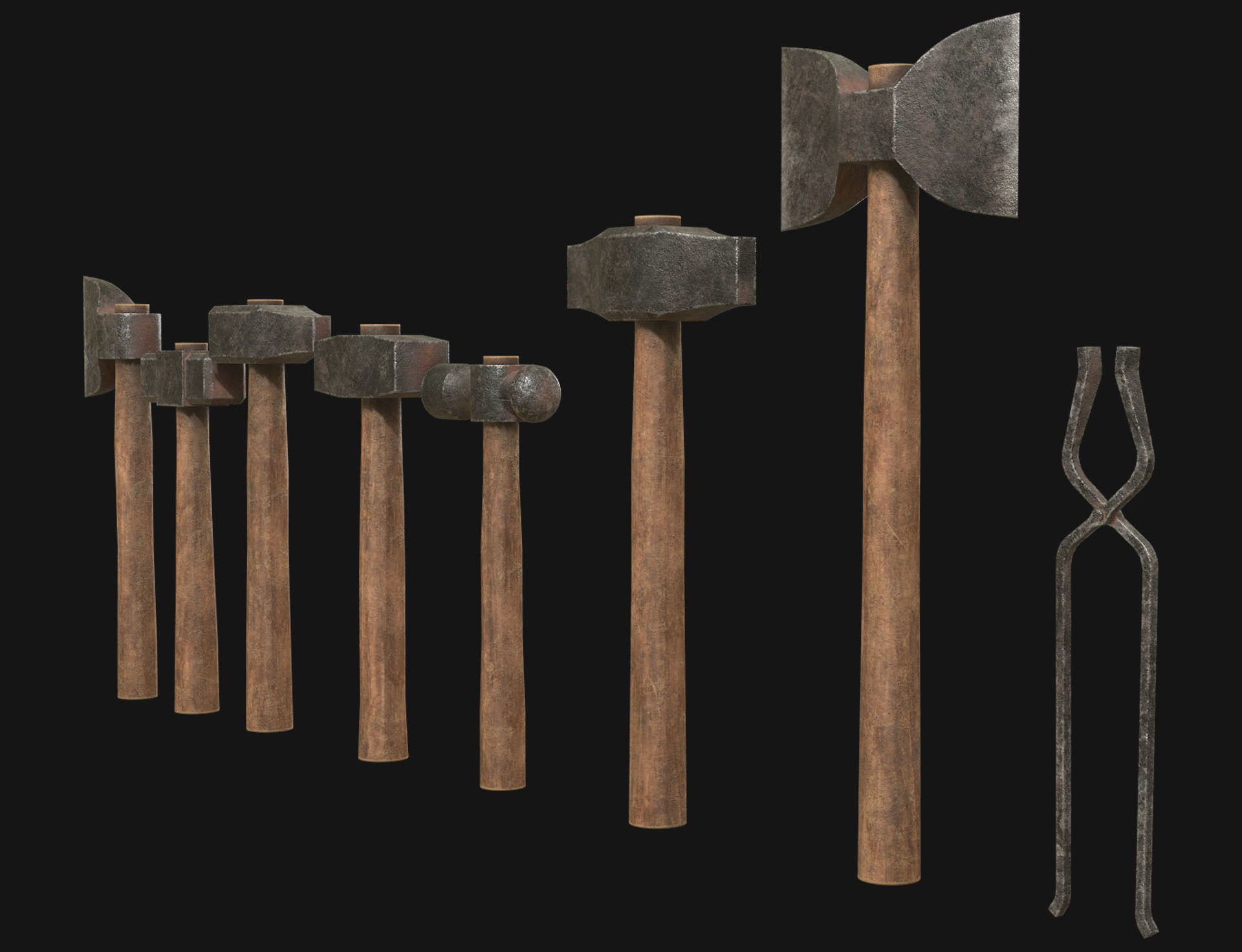 Ironwork Tools Low-poly 3D model_2