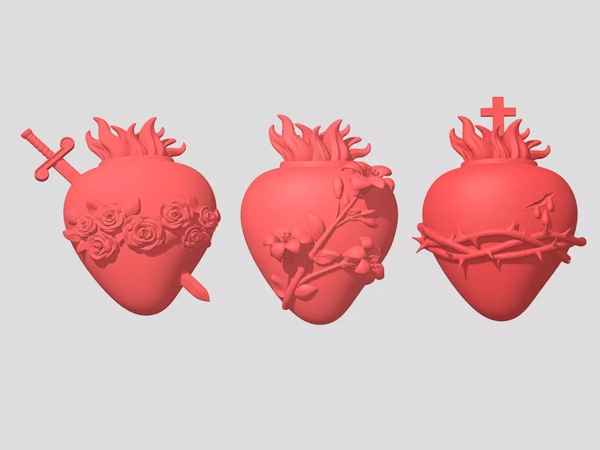 3 Sacred Hearts Collection 3D print model_0