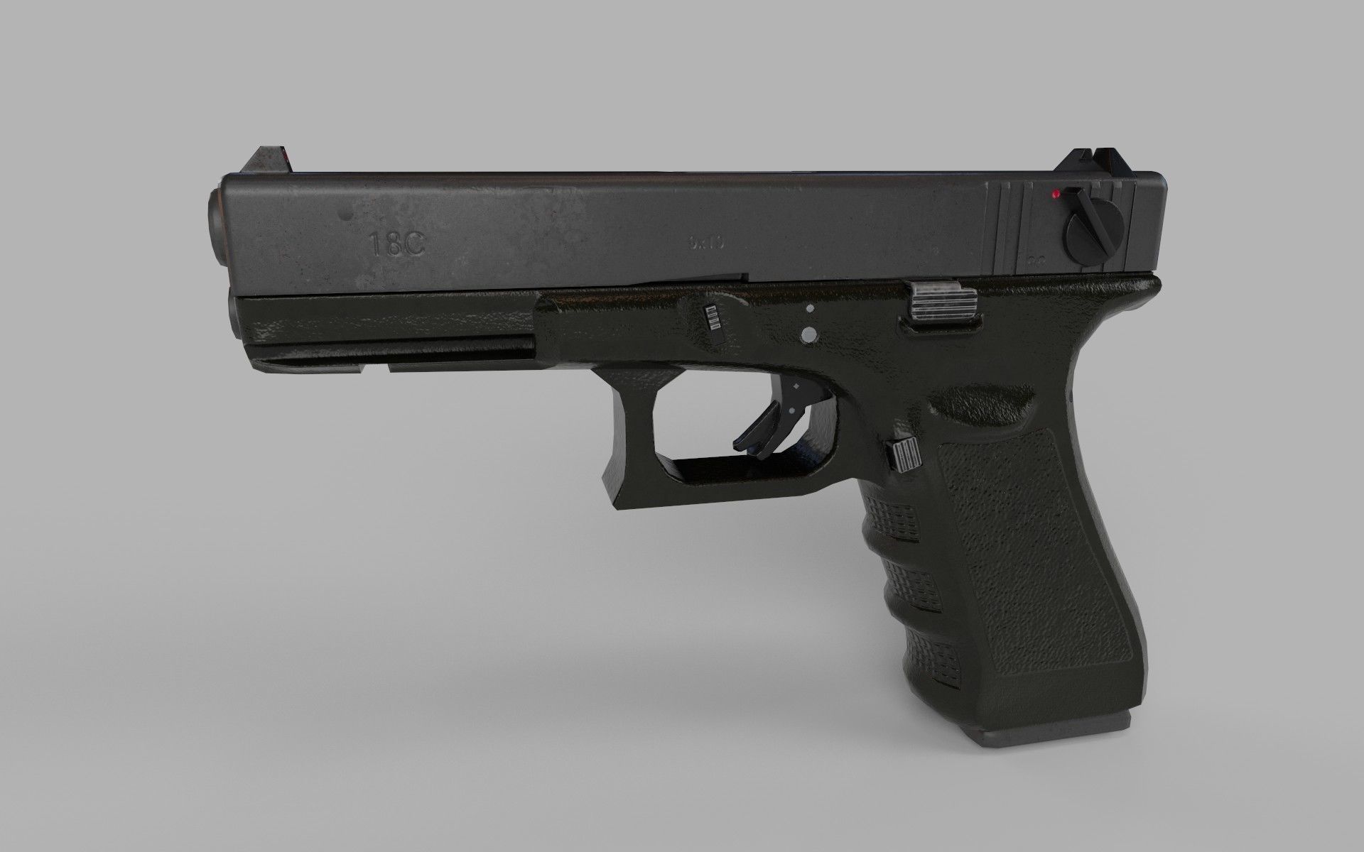 Glock 18C Gun  Low-poly 3D model_1