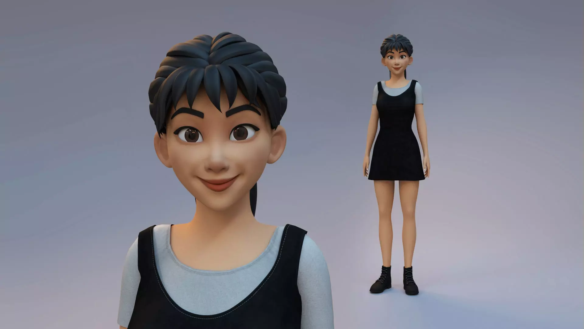Cartoon Girl 3D model_0