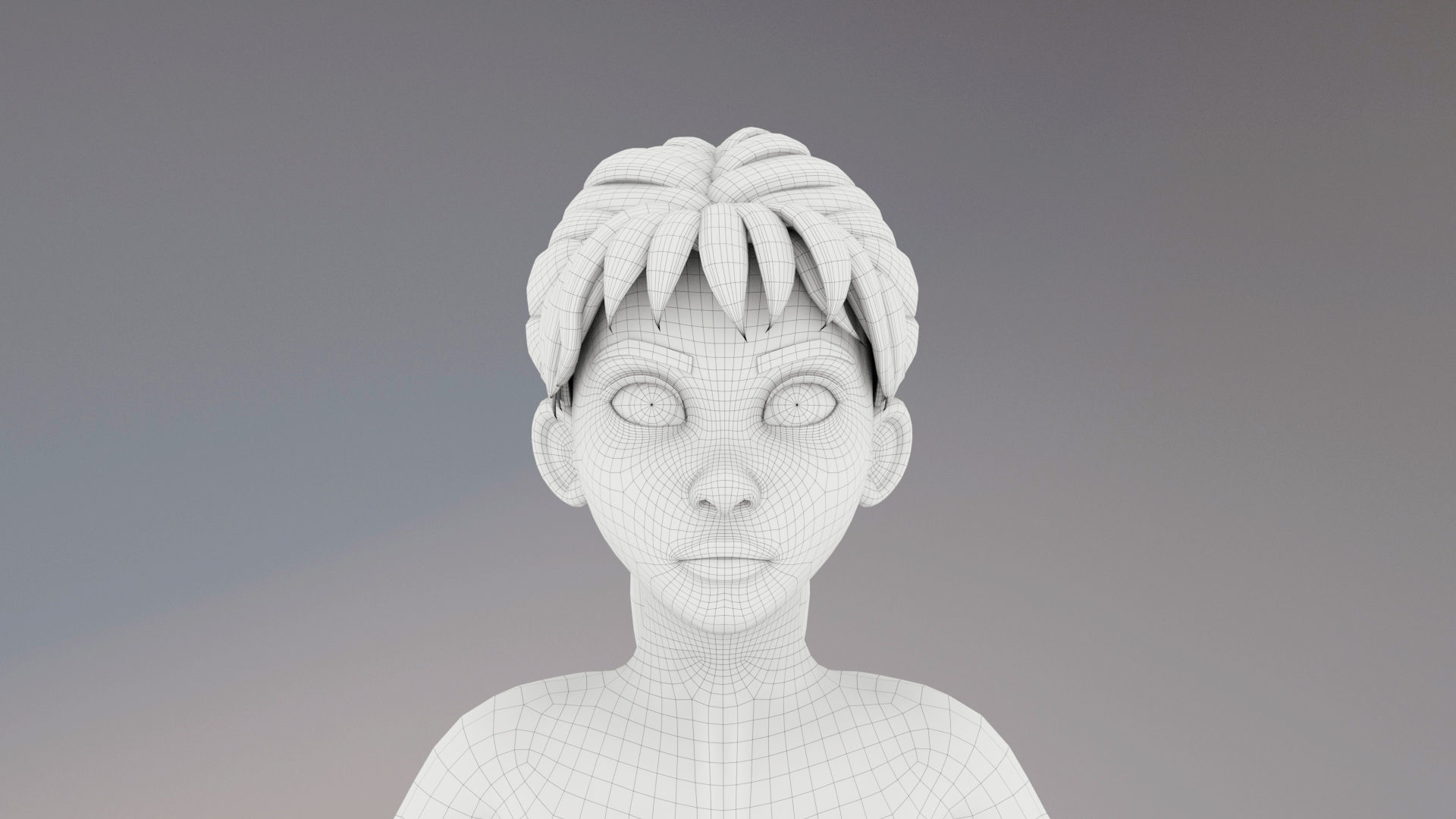 Cartoon Girl 3D model_5