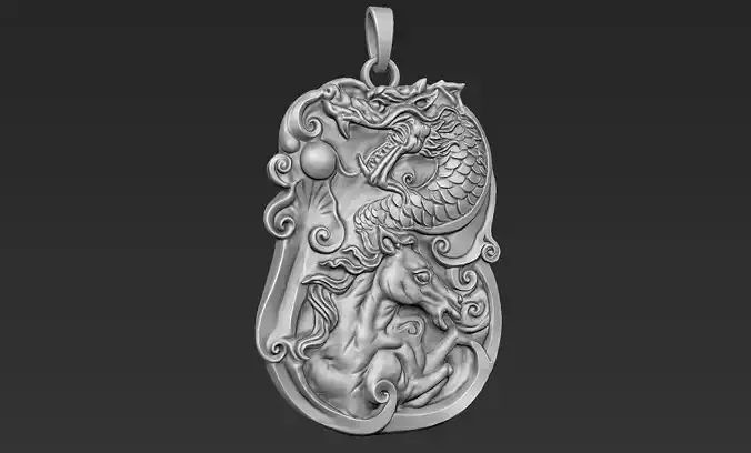 Dragon with Horse Pendant
