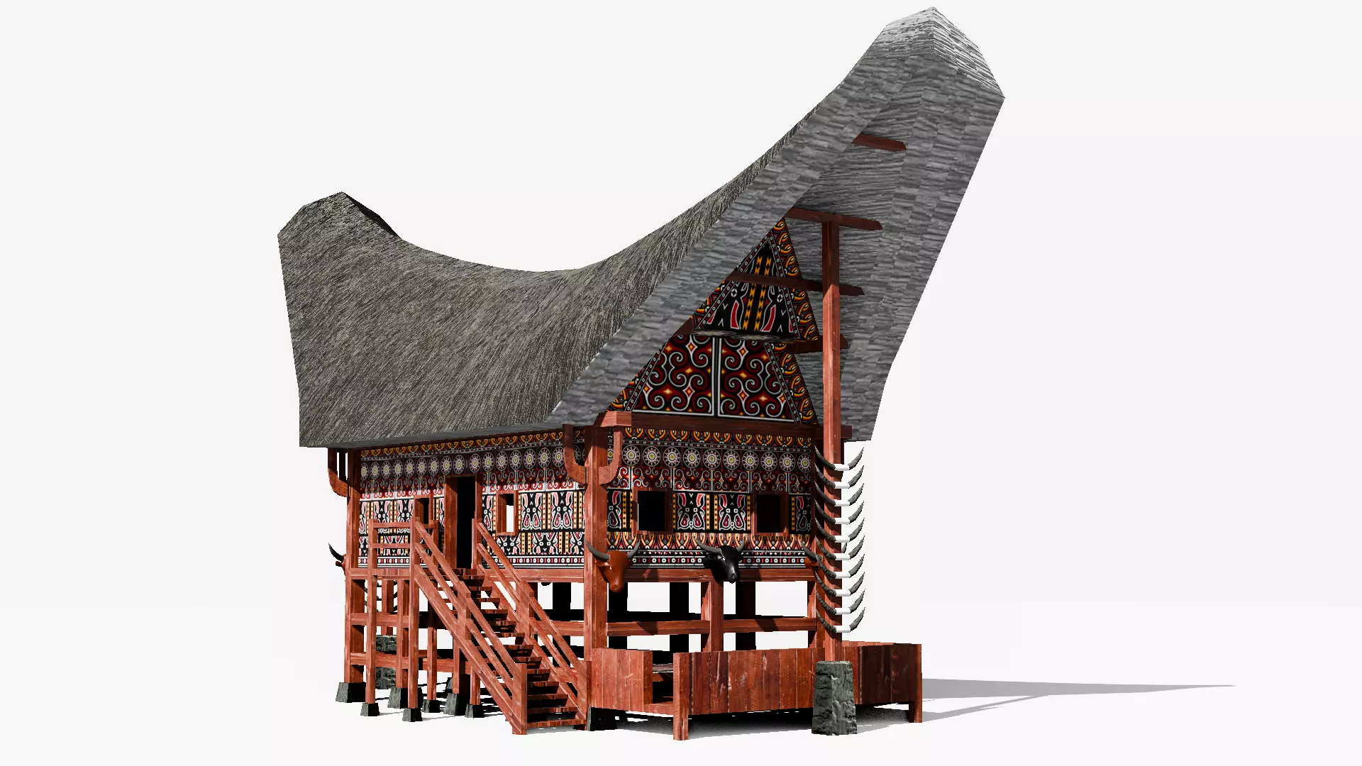 Rumah Tongkonan Toraja Low-poly 3D model