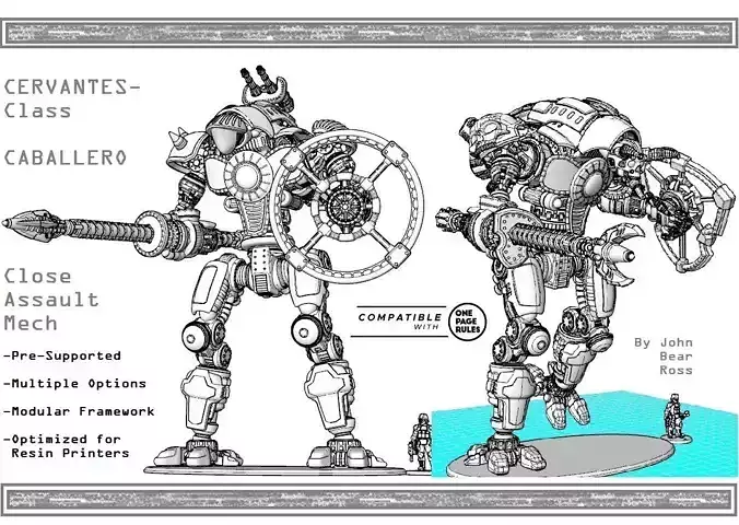 Project Cervantes- The 28mm Caballero Close Combat Mech 3D print model