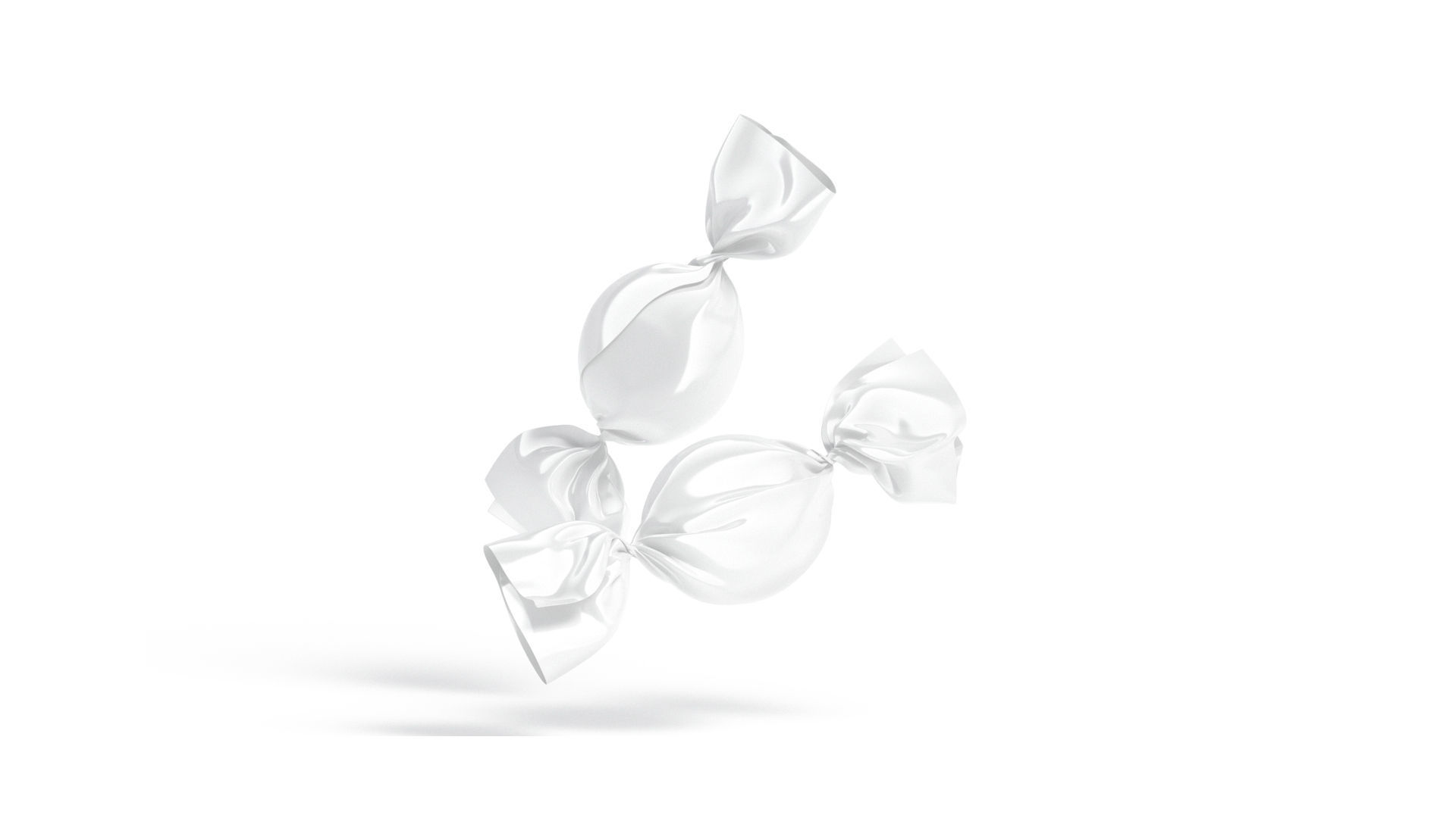 White Candy Wrap - wrapped sweet food packaging Low-poly 3D model_4