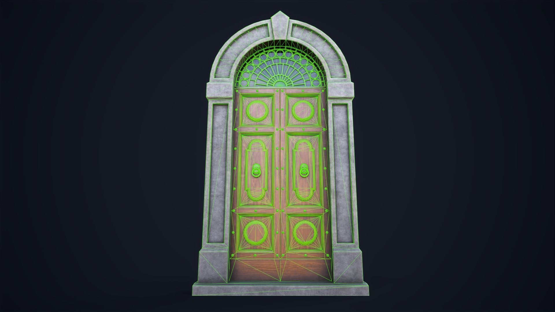 Old large front door Low-poly 3D model_10