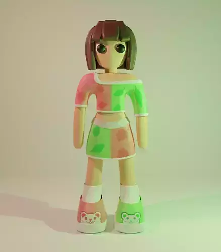 3D Red - Green Girl 