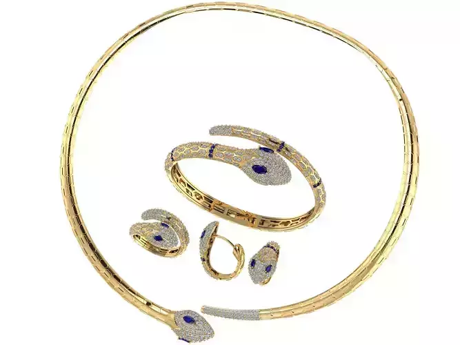 Snake Jewelry  Set Ring Earing Bracelet Necklace 