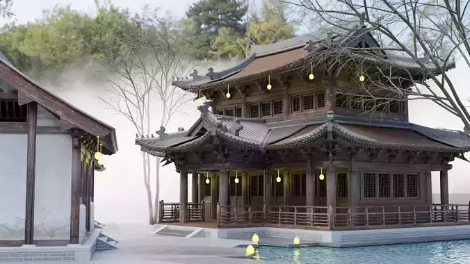 Several old Japanese houses for making movies and games