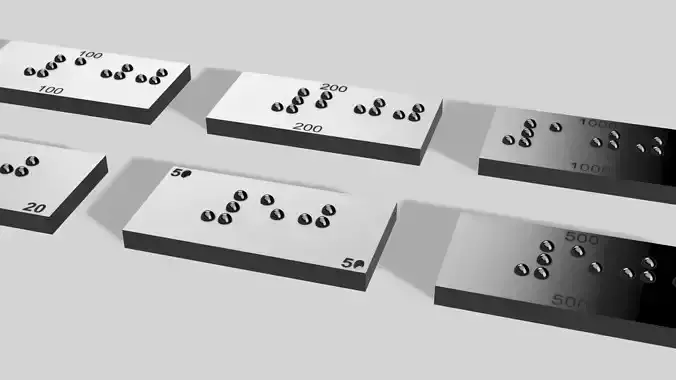 Aluminum Braille Number Card 20 50 100 200 500 1000 3D print model