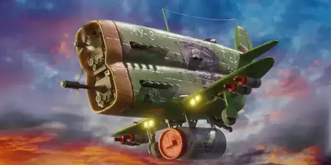  Stylized realistic green airplane Low-poly 3D model