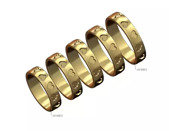 Playing cards heart engravings band US sizes 5to9