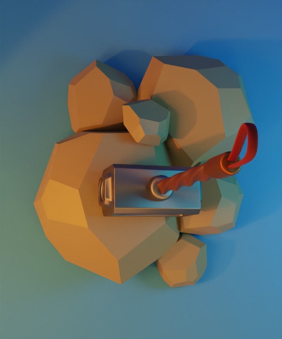 Hammer Low-poly 3D model Low-poly 3D model_2