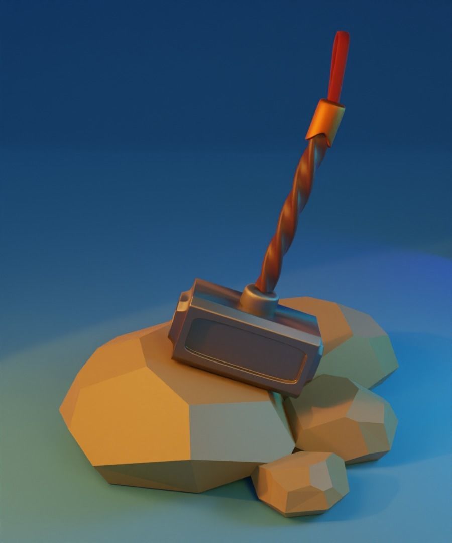 Hammer Low-poly 3D model Low-poly 3D model_1