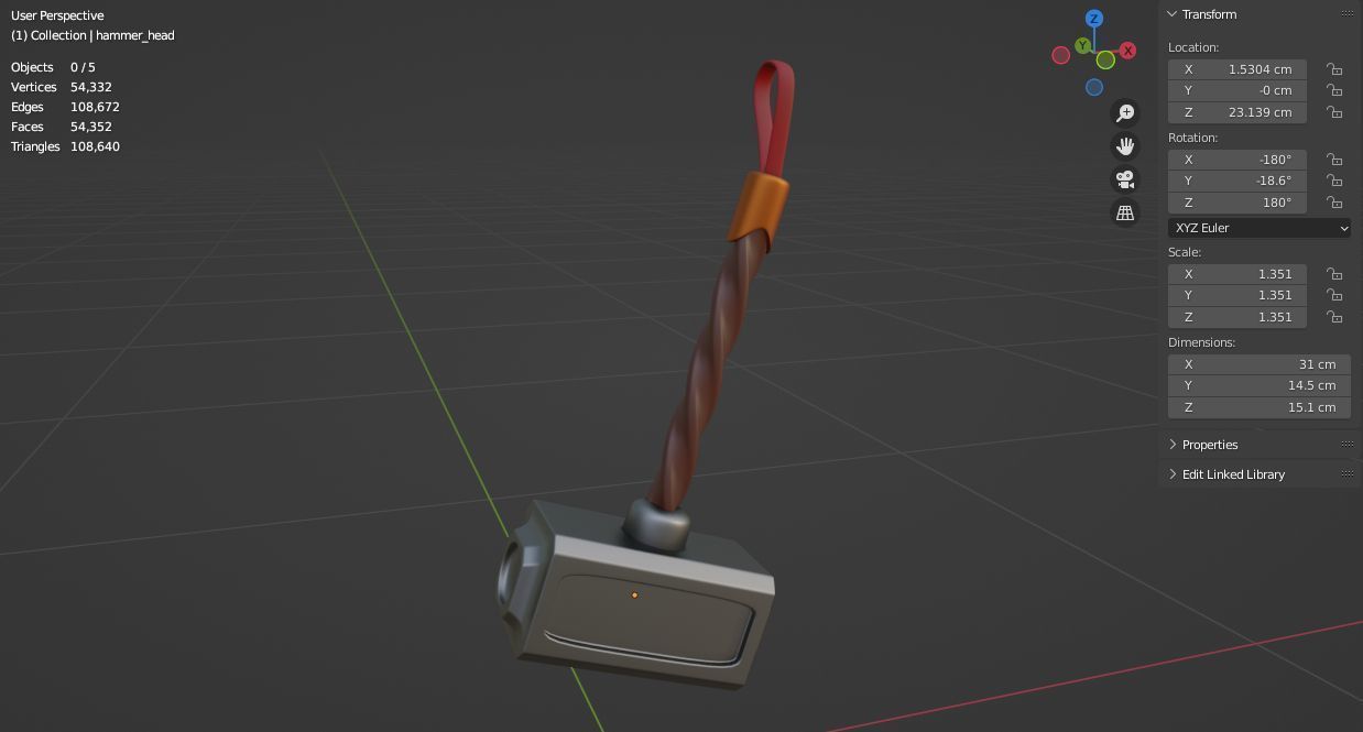 Hammer Low-poly 3D model Low-poly 3D model_16