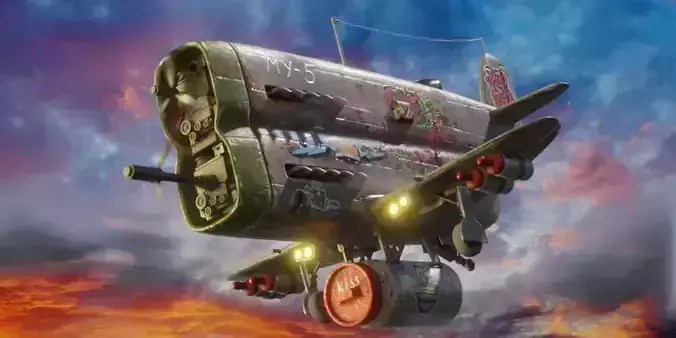 Stylized realistic gray airplane