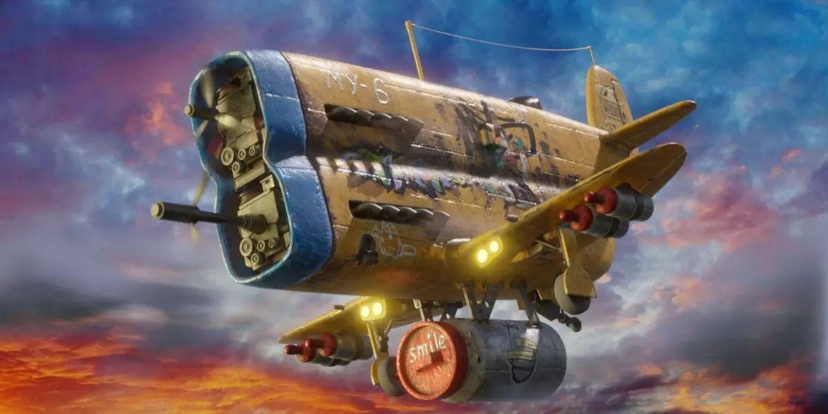 Stylized realistic yellow airplane Low-poly 3D model_0