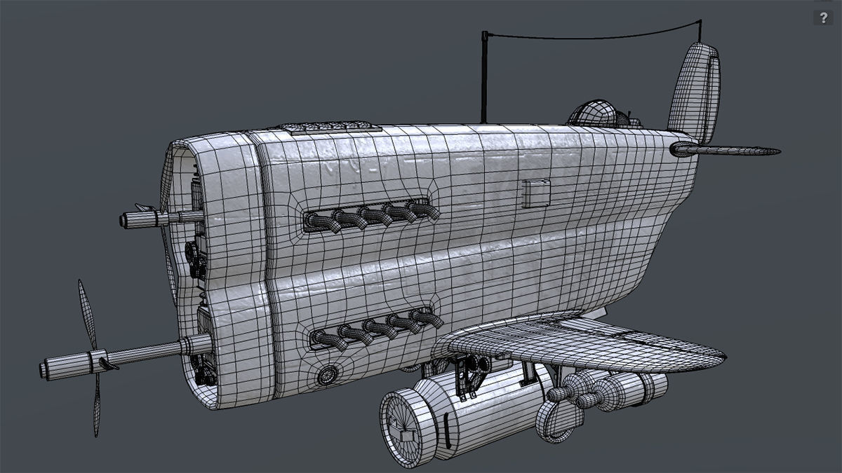 Stylized realistic yellow airplane Low-poly 3D model_23
