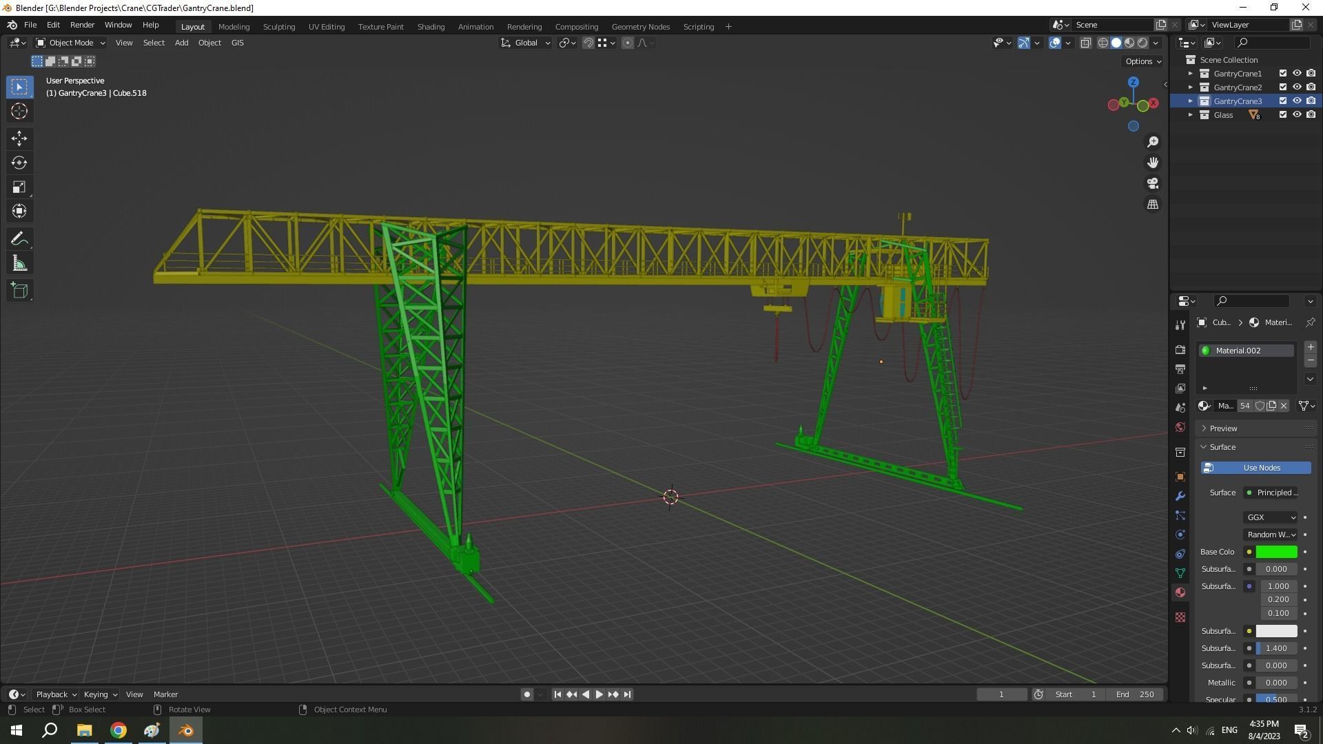 Gantry Crane Low-poly 3D model_14