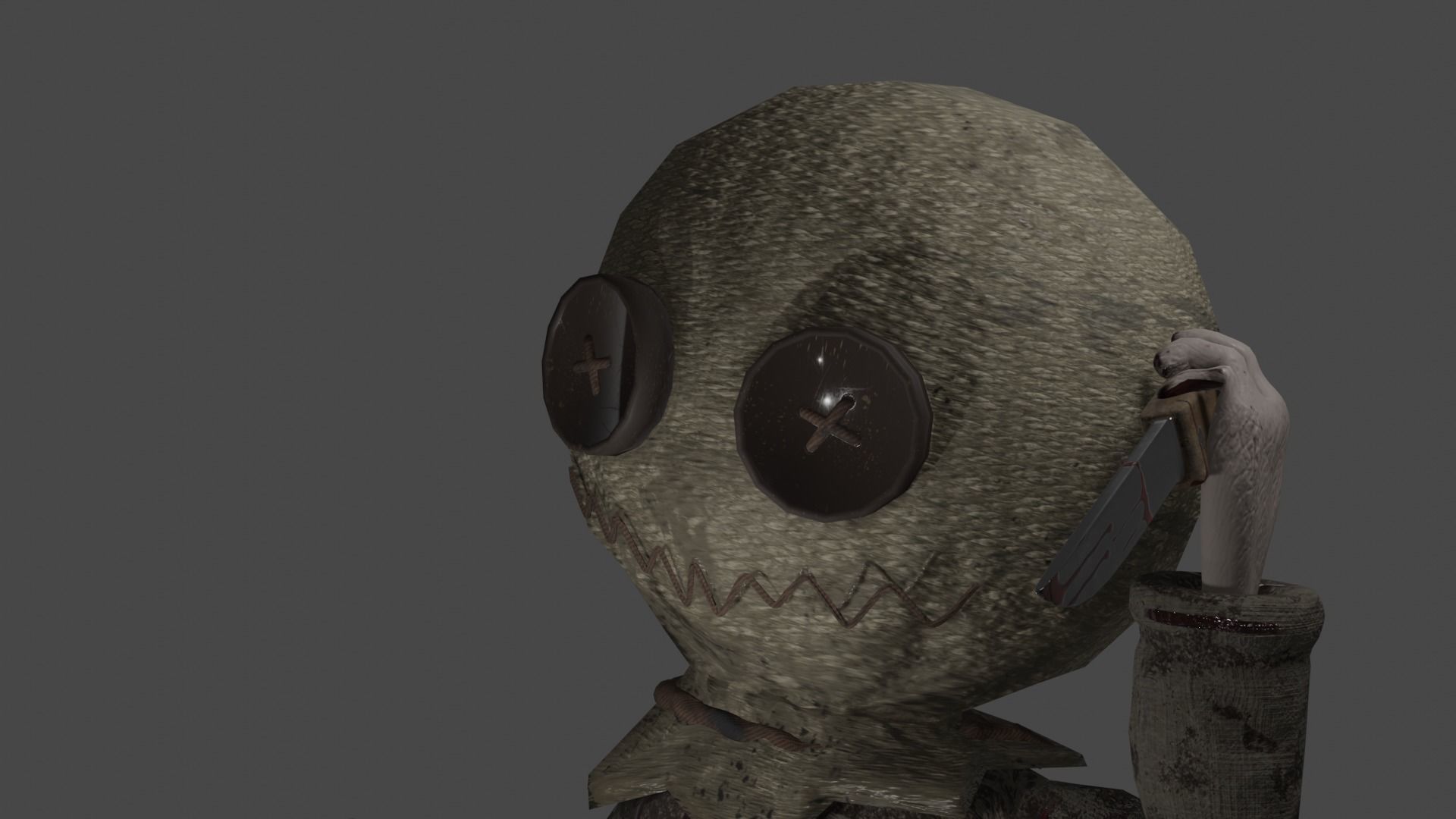 Scarecrow character Low-poly 3D model_6