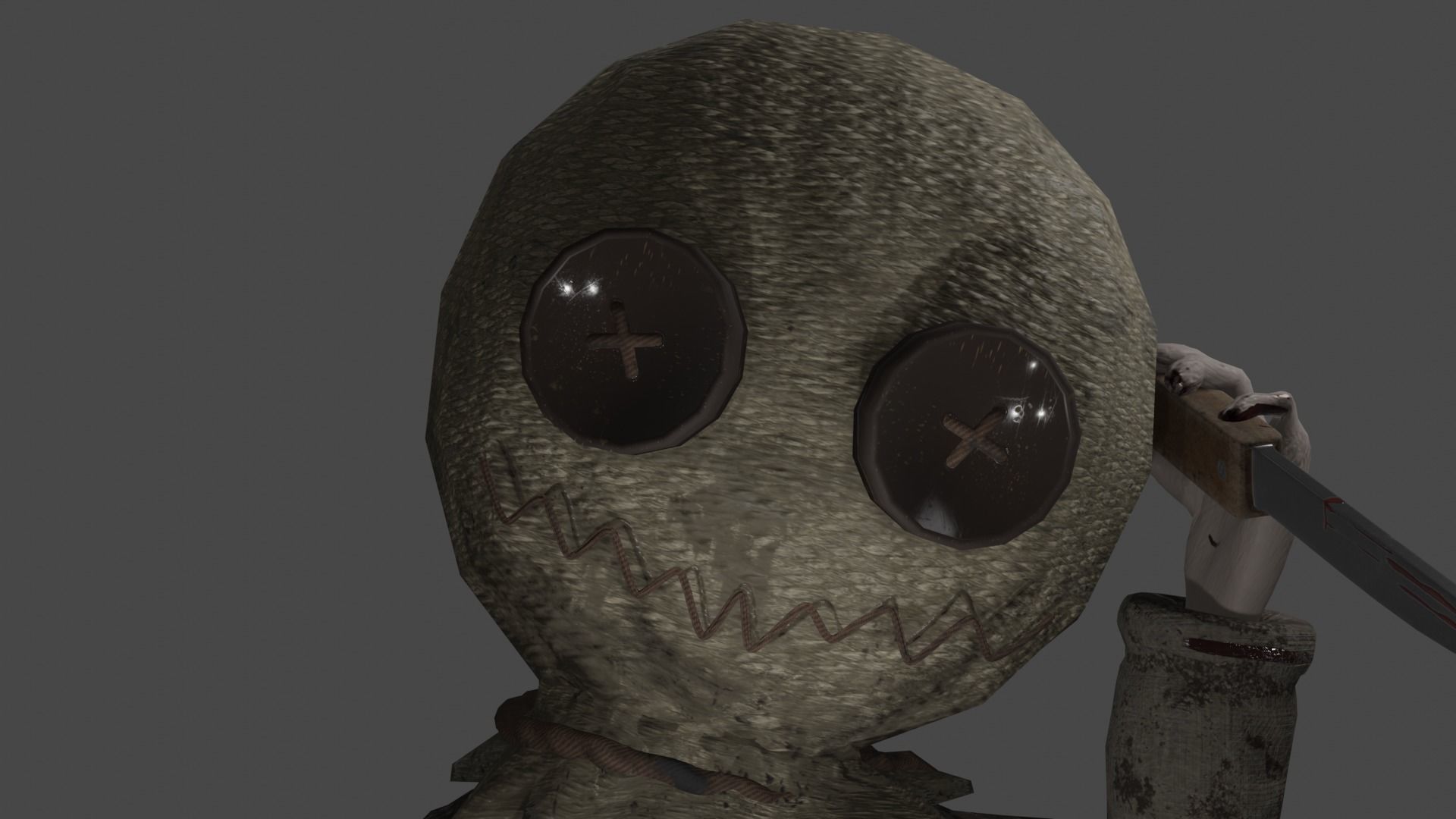 Scarecrow character Low-poly 3D model_7