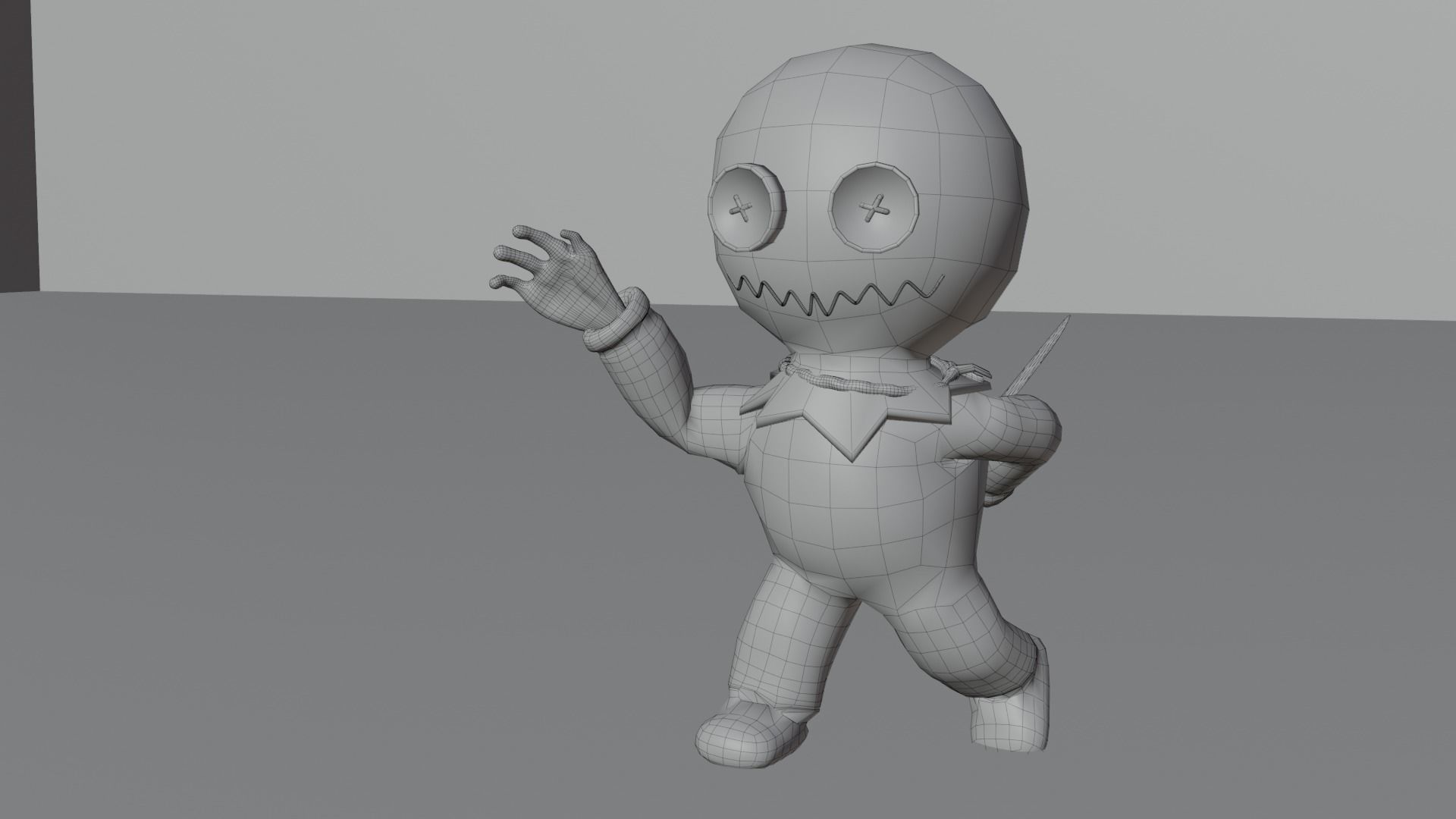 Scarecrow character Low-poly 3D model_9