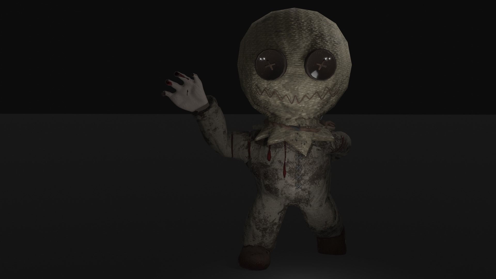 Scarecrow character Low-poly 3D model_2