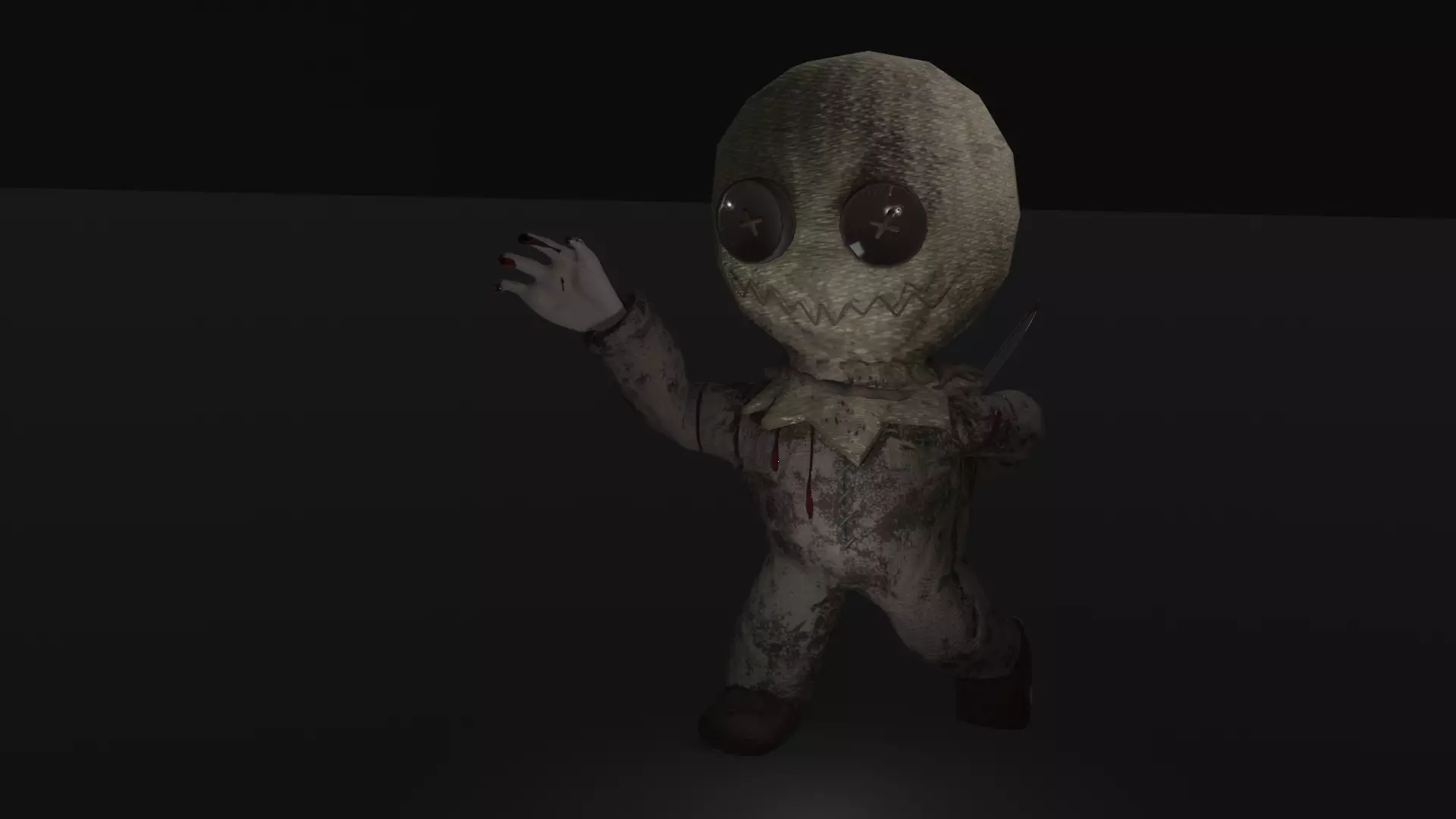 Scarecrow character Low-poly 3D model_0