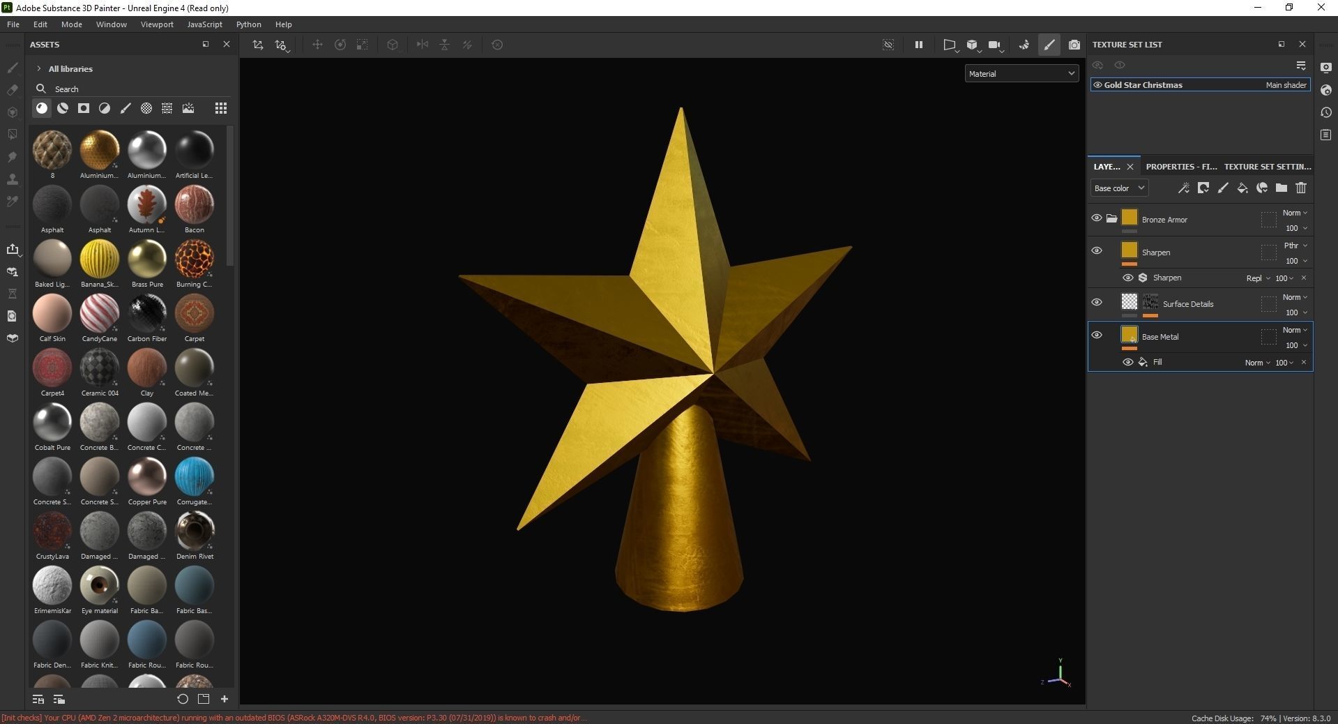 Gold Star Christmas 3D Model Low-poly 3D model_7
