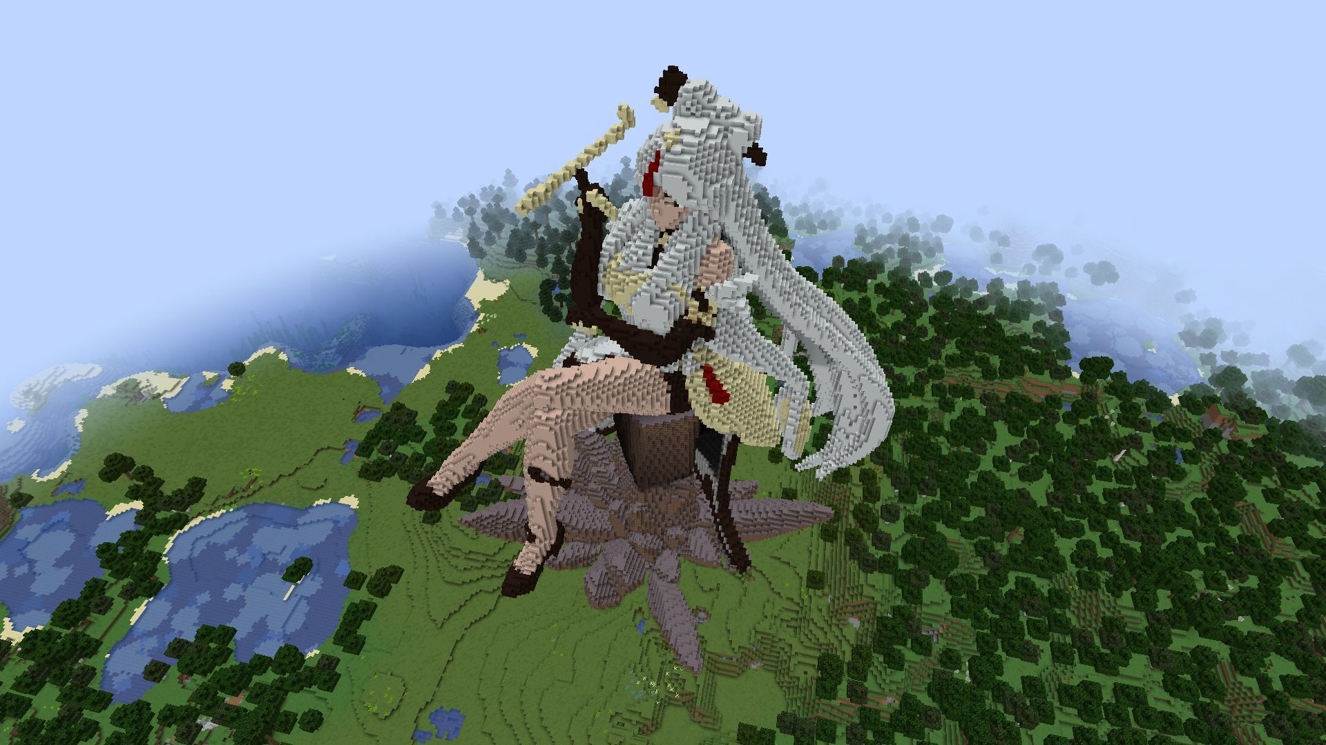 Anime Sitting Girl Minecarft Schematic Free low-poly 3D model_6