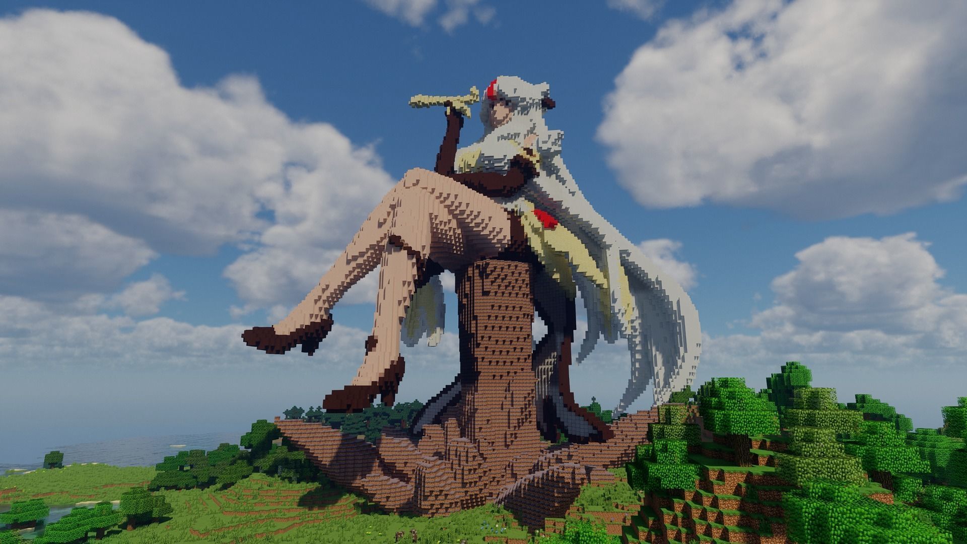 Anime Sitting Girl Minecarft Schematic Free low-poly 3D model_7