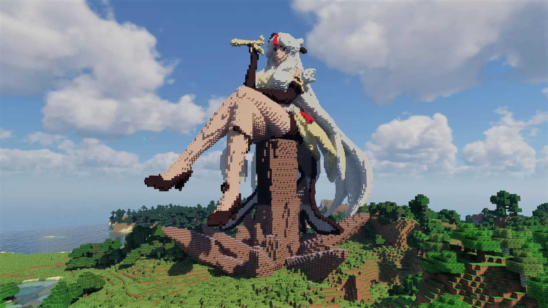 Anime Sitting Girl Minecarft Schematic Free low-poly 3D model_0